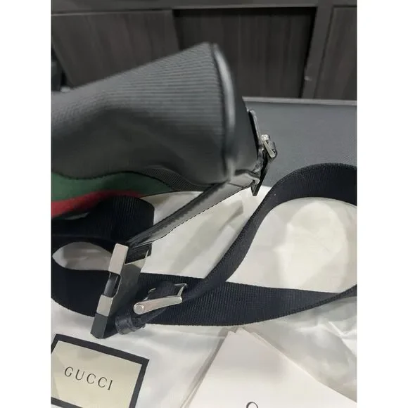 Gucci Techno Web Stripe Belt Bag W/Duster & Authenticity Retail $1400